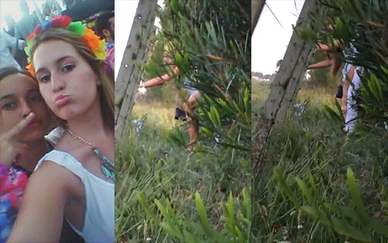 9qmg1NF Loira gostosa flagrada fodendo atrás da moita na rave