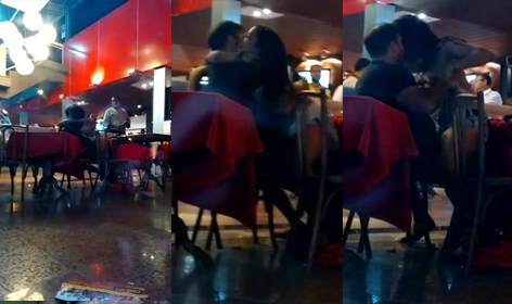 gdCUJDt Casal é flagrado trasando no restaurante, todo mundo viu